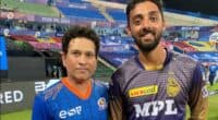 Varun Chakravarthy with sachin tendulkar